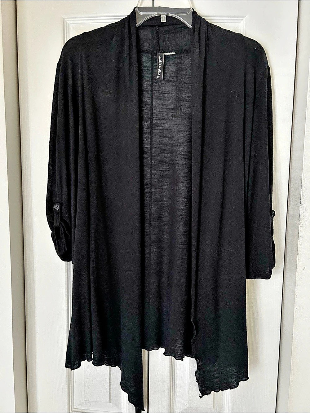 Molli & Mia Black Draped Open Front Cardigan